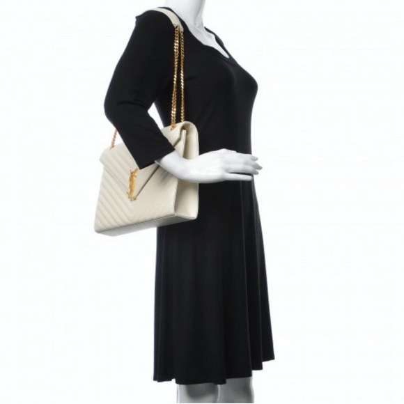 Rare YSL Saint Laurent Monogram Envelope Matelasse Chevron Large Bag MSRP $3,472 - Picture 9 of 17